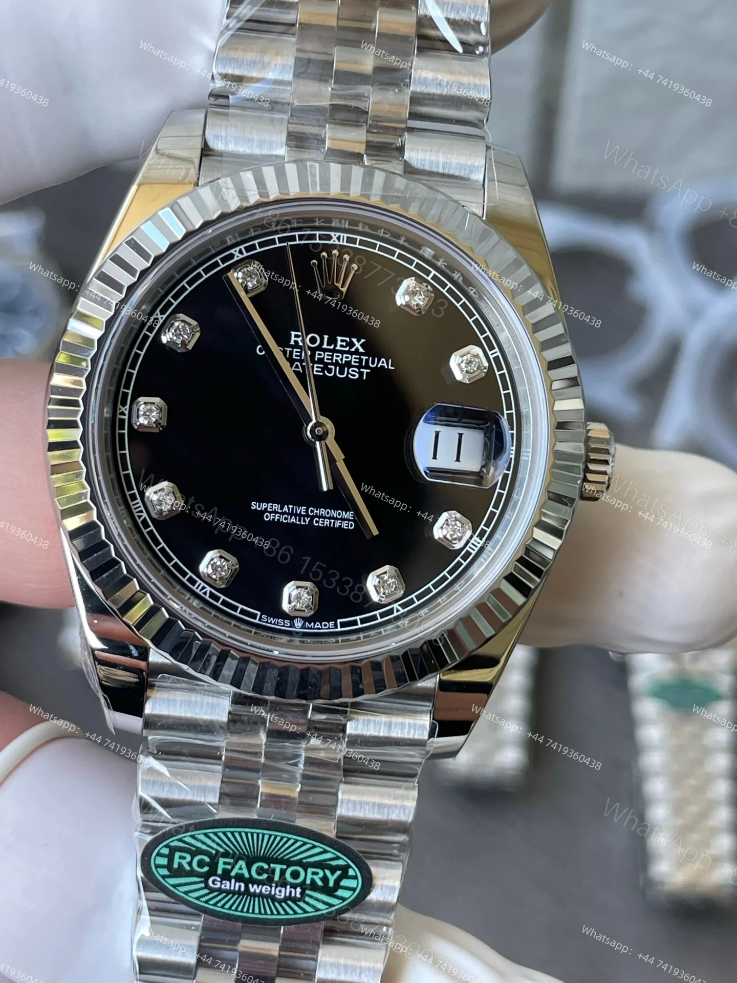 View 3 of Rolex Super Clone Watches 1:1 DateJust 41 126334 Black Diamond Jubilee