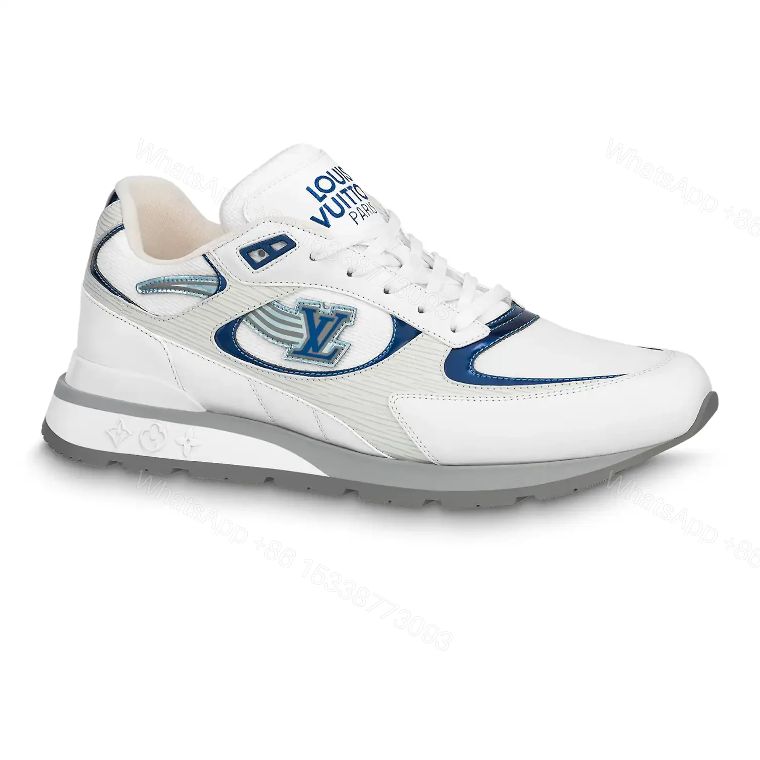 LOUIS VUITTON RUN AWAY SNEAKERS IN WHITE AND BLUE – LSVT360 — view 1