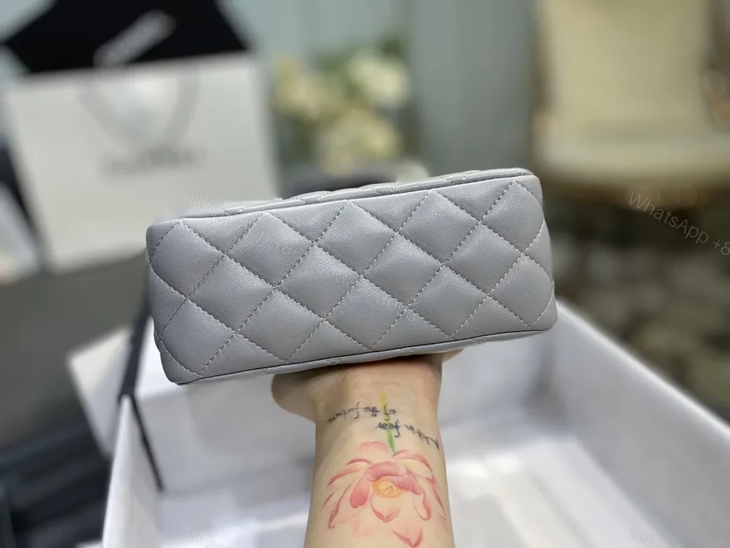 View 8 of Soft Gray Quilted Chain Bag: Luxe Everyday Accessory