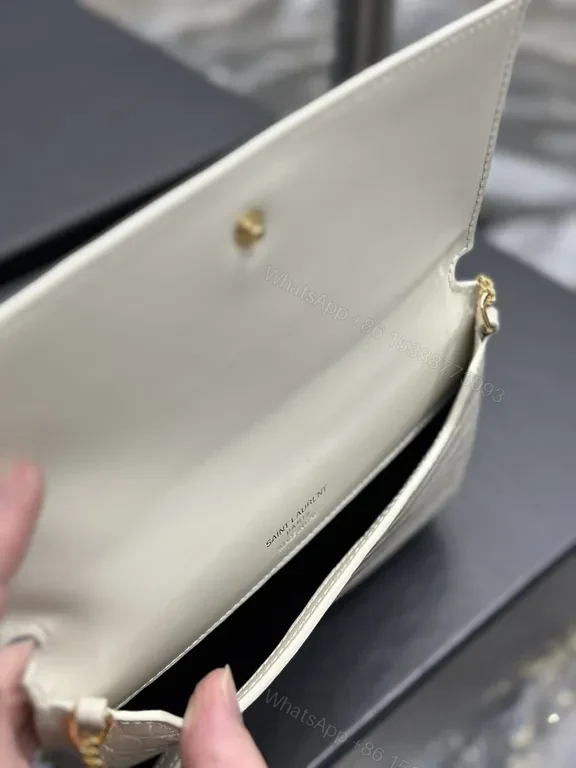 View 6 of Croc-Texture Mini Bag: Luxe YSL Gold Monogram Crossbody