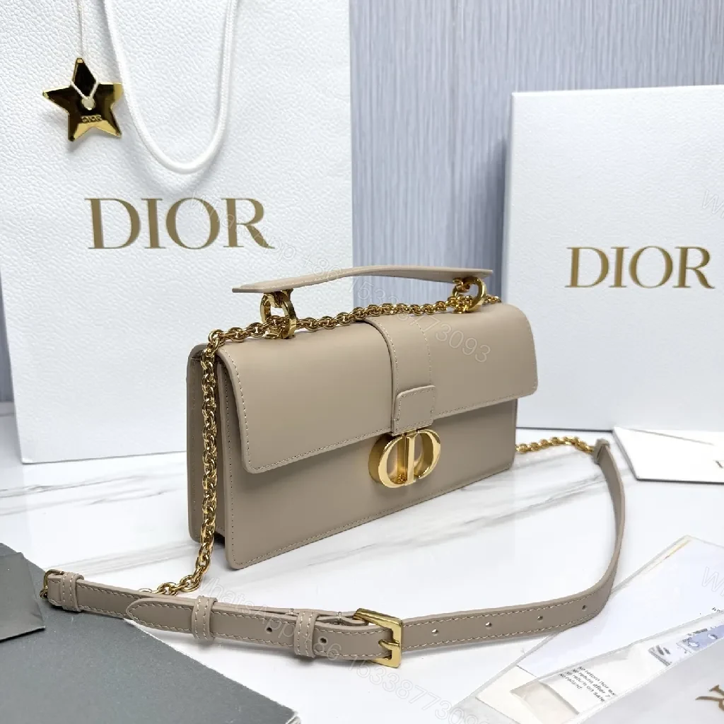 View 2 of Taupe Leather Satchel — Gold Chain, Flap, Day-to-Night Elegance