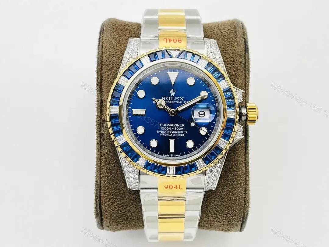 Fake Rolex Submariner Blue Diamond Best Oyster Bracelet 40MM ROLEX-SUB-BLU-DIA-40 — view 1