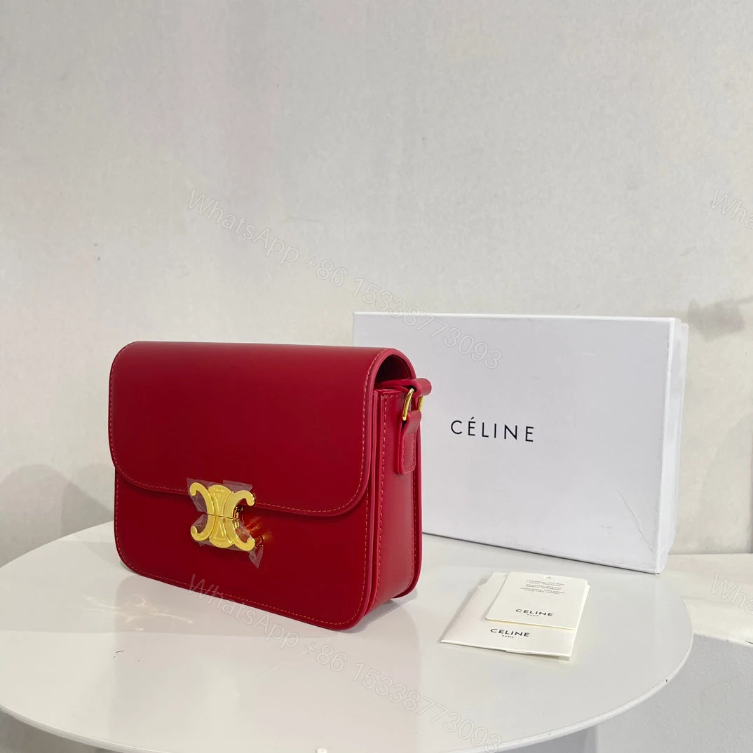 View 2 of CELINE TEEN TRIOMPHE BAG IN SHINY CALFSKIN RED 18 CM