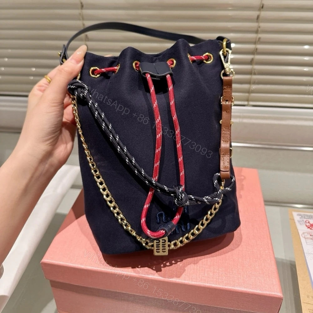 View 4 of MIUMIU GABARDINE POUCH INDIGO AND AMARANTH 21CM 5NR038 2IA7 F04GM