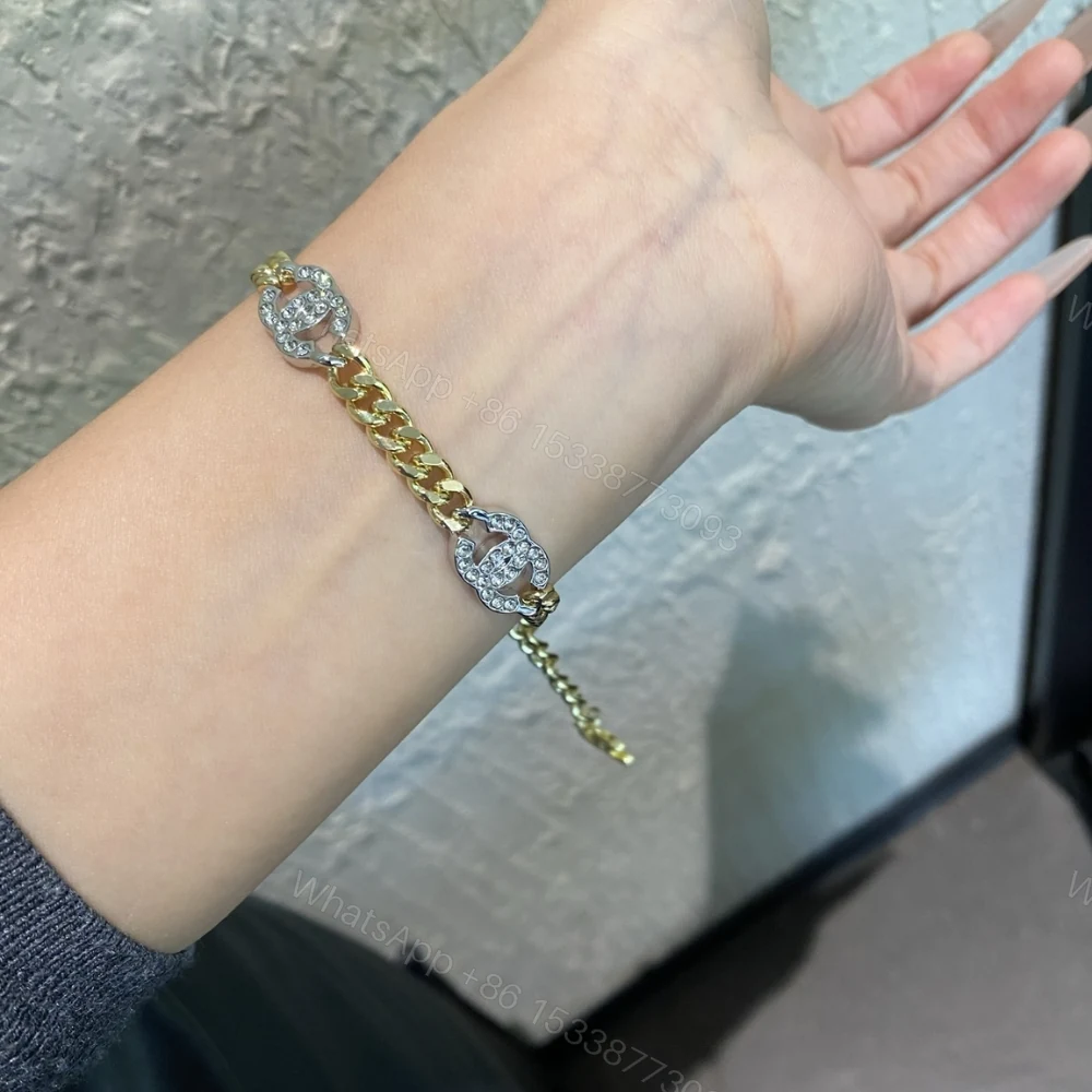 View 7 of Chanel Interlocking Bracelet Gold Silver And Transparent Ab6442 B06011 Nc835