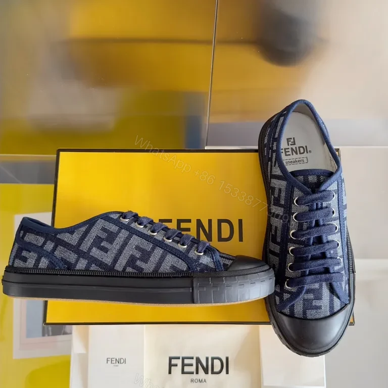 View 4 of Denim-Texture Fendi Sneakers: Luxe Monogram, All-Day Comfort