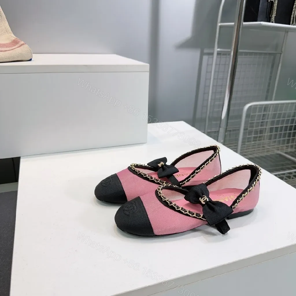 View 3 of Pink & Black Bow Espadrille Flats - Slip-On Comfort