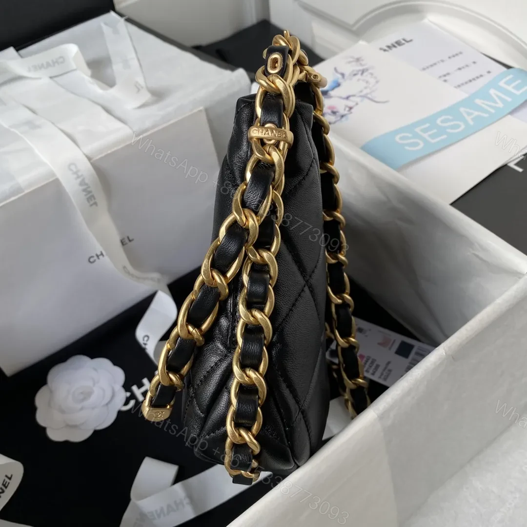 View 5 of Chanel 22K Hobo Bag Logo Chain Lambskin