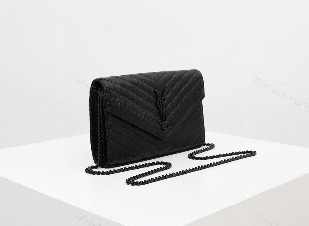 View 5 of CASSANDRE ENVELOPE CHAIN WALLET IN GRAIN DE POUDRE