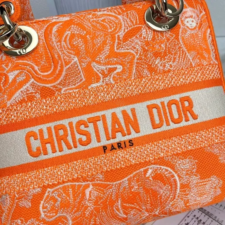 View 6 of Vivid Orange Dior Tote â€” Lux Jacquard, All-Day Versatility
