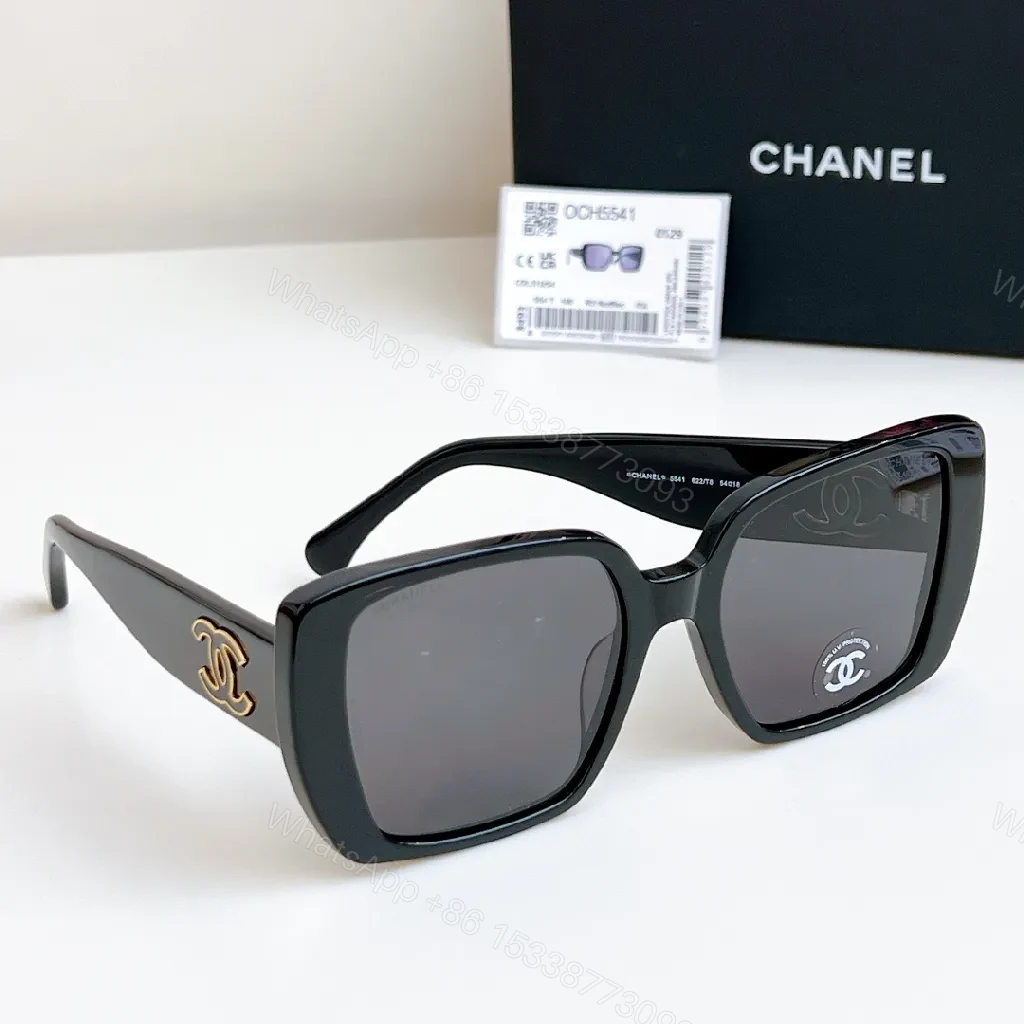 View 4 of Oversized Black Acetate Sunglasses with Gold Logo Detail