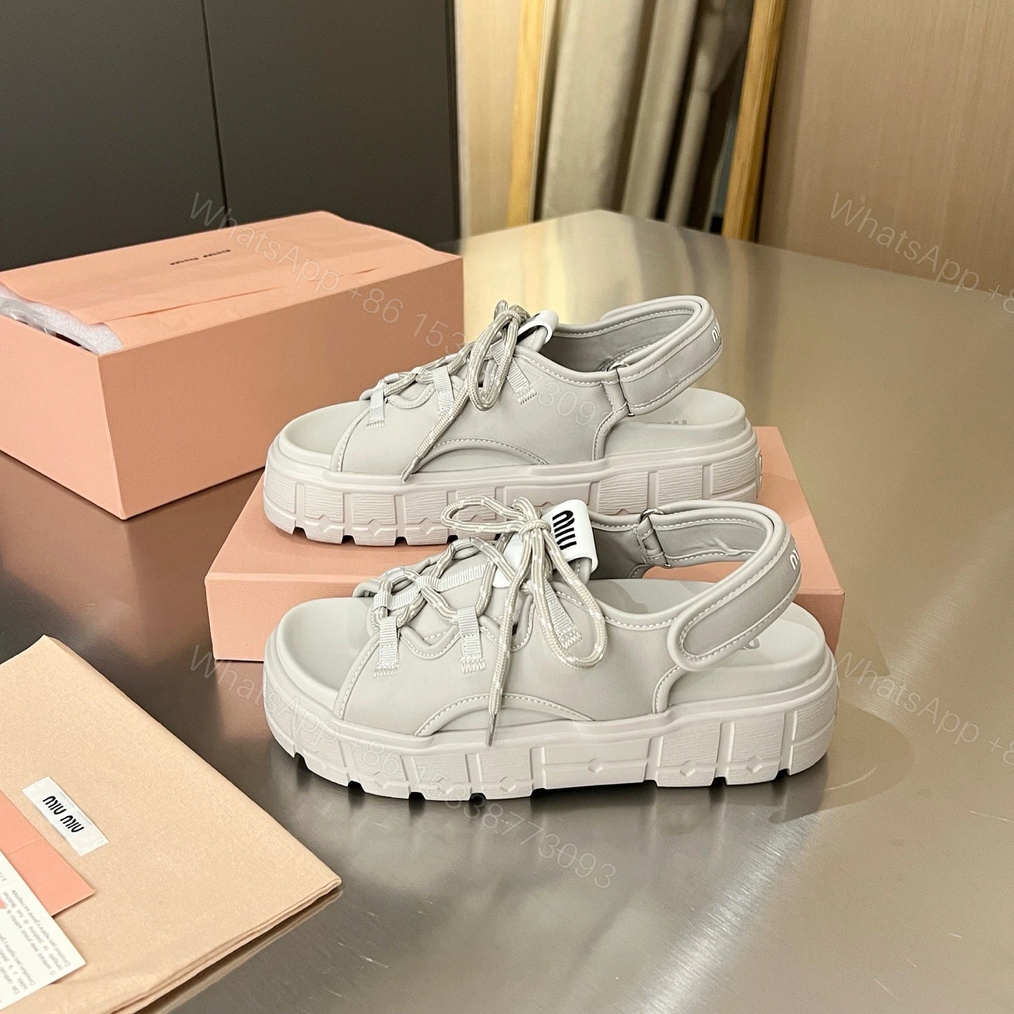 View 7 of MIUMIU CHUNKY NEOPRENE SANDALS CHALK 5X418E 30K F0354 F 050