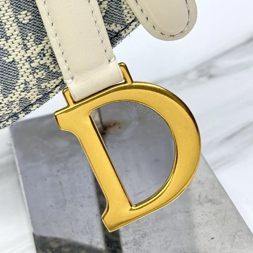 View 5 of Cream Leather Dior-Inspired Mini Saddle Bag
