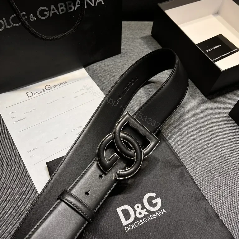 View 4 of Chic Black Leather Belt with Signature Double G Buckle