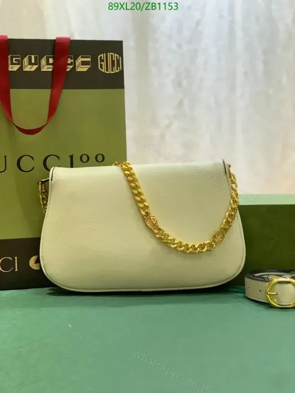 View 2 of Gucci White Blondie Leather Shoulder Bag Dupe ZB11535 – Stylish Chain Strap