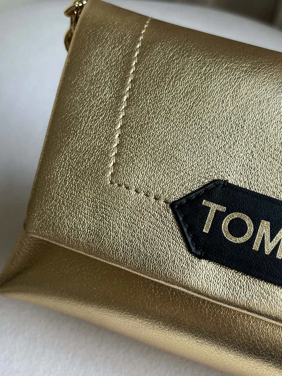 View 8 of Glossy Gold Chain Wallet in Luxe Leather