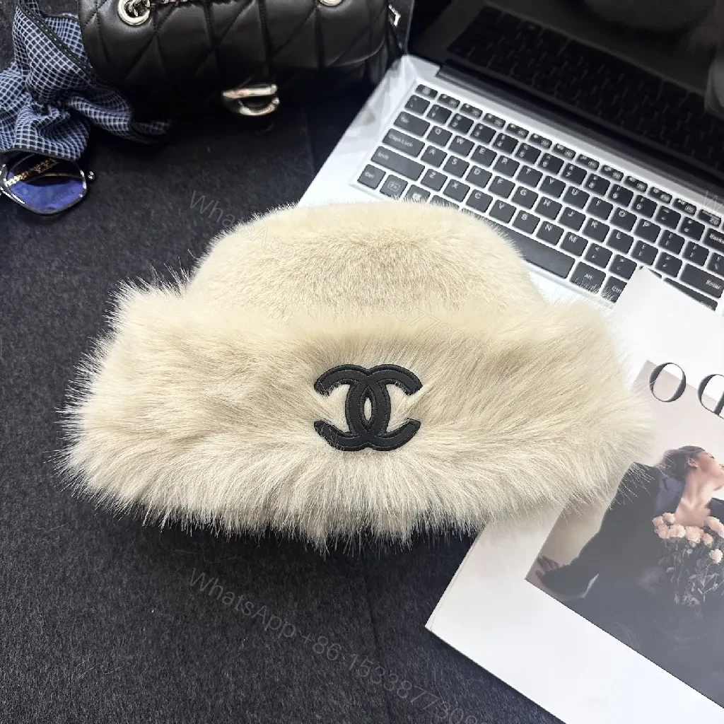 View 8 of Lux Faux Fur Trim Beanie: Timeless Softness & Subtle Logo Accent