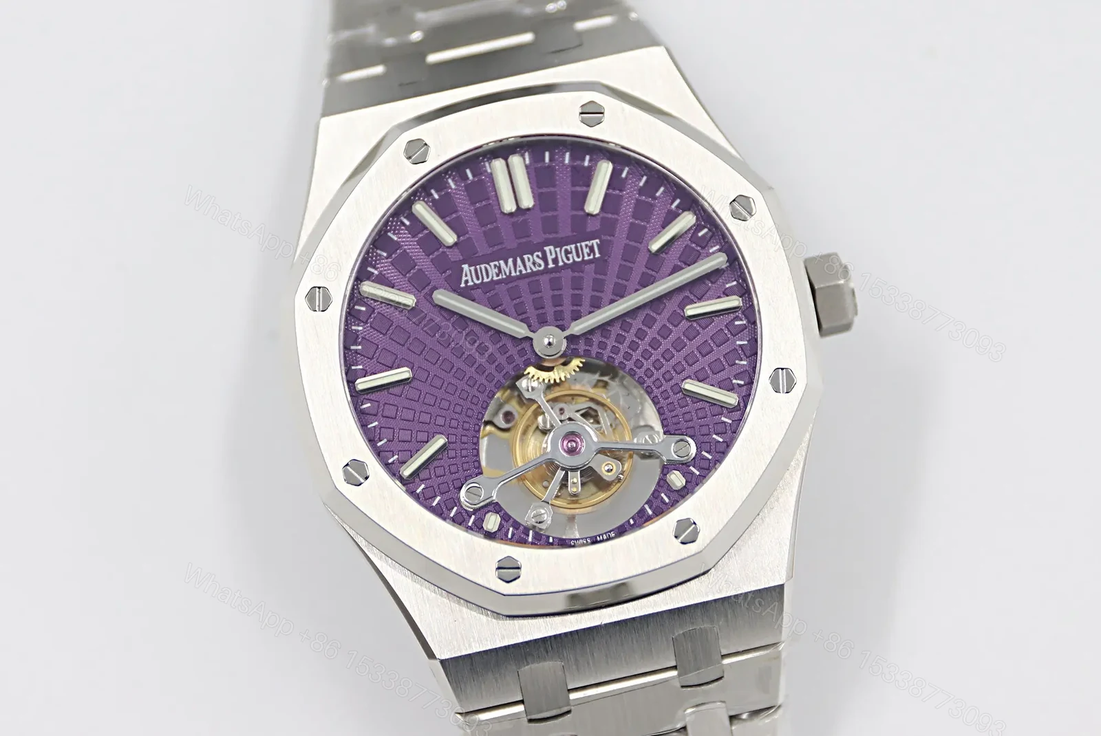 View 2 of BBR Factory Audemars Piguet Royal Oak Tourbillon V2 Upgrade Edition – Silver Case with Purple Dial, 41mm
