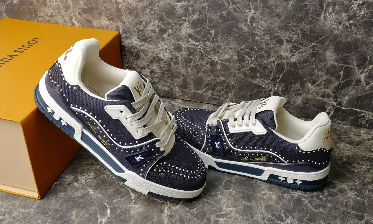 View 4 of Navy Suede Tech-Fabric High-Top Sneaker with Stud Detailing