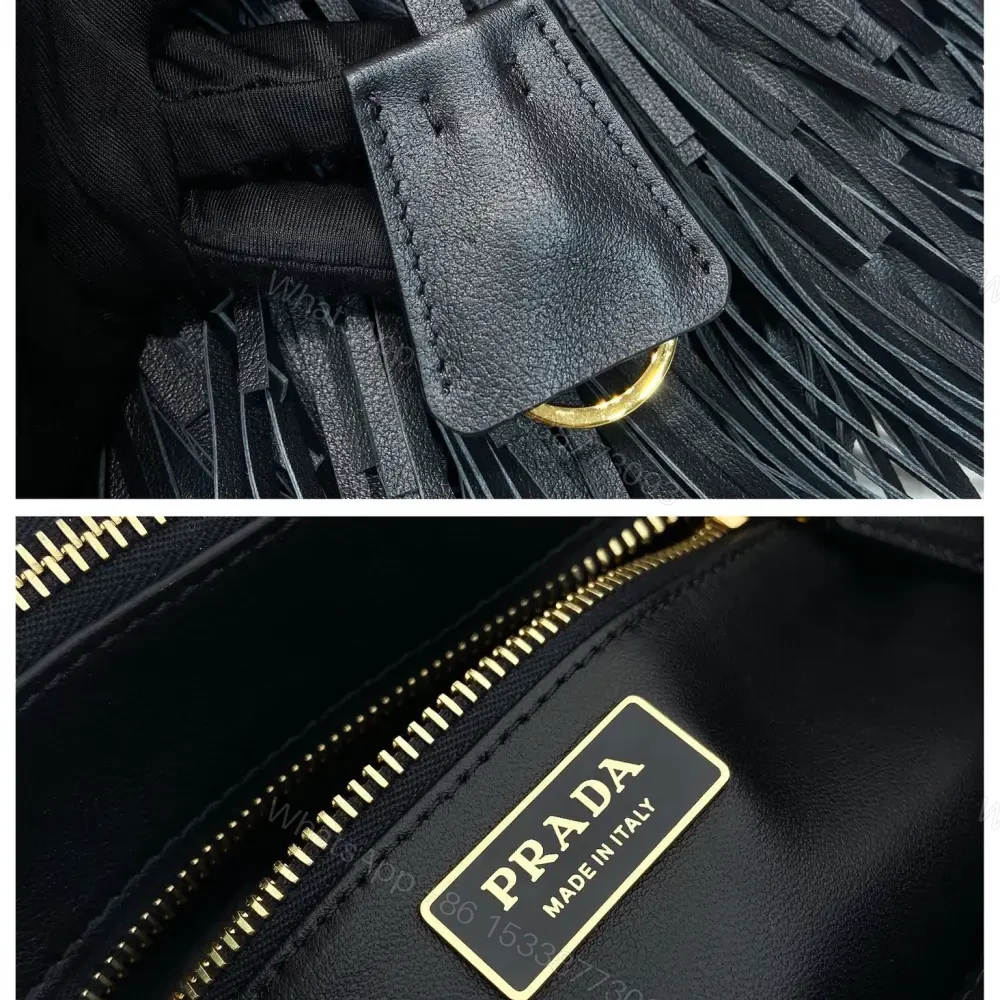 View 9 of 高仿Prada*Gaalleria系列1BA986流蘇包黑色小號免檢版