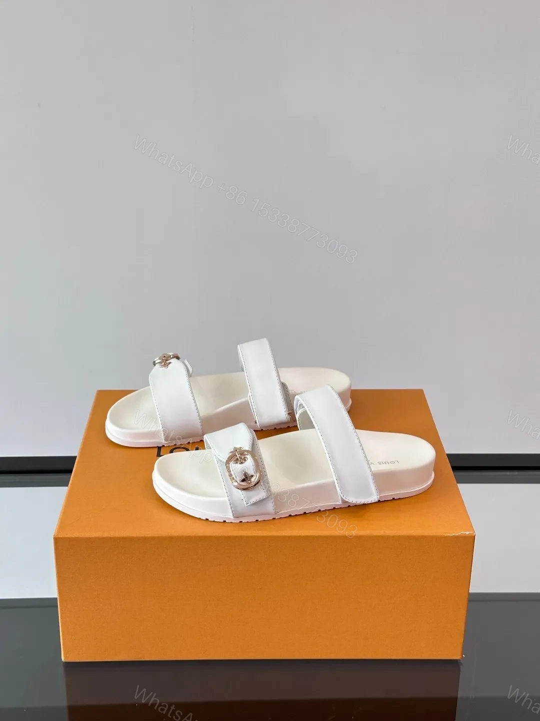 View 3 of LV Men White Leather Sandals