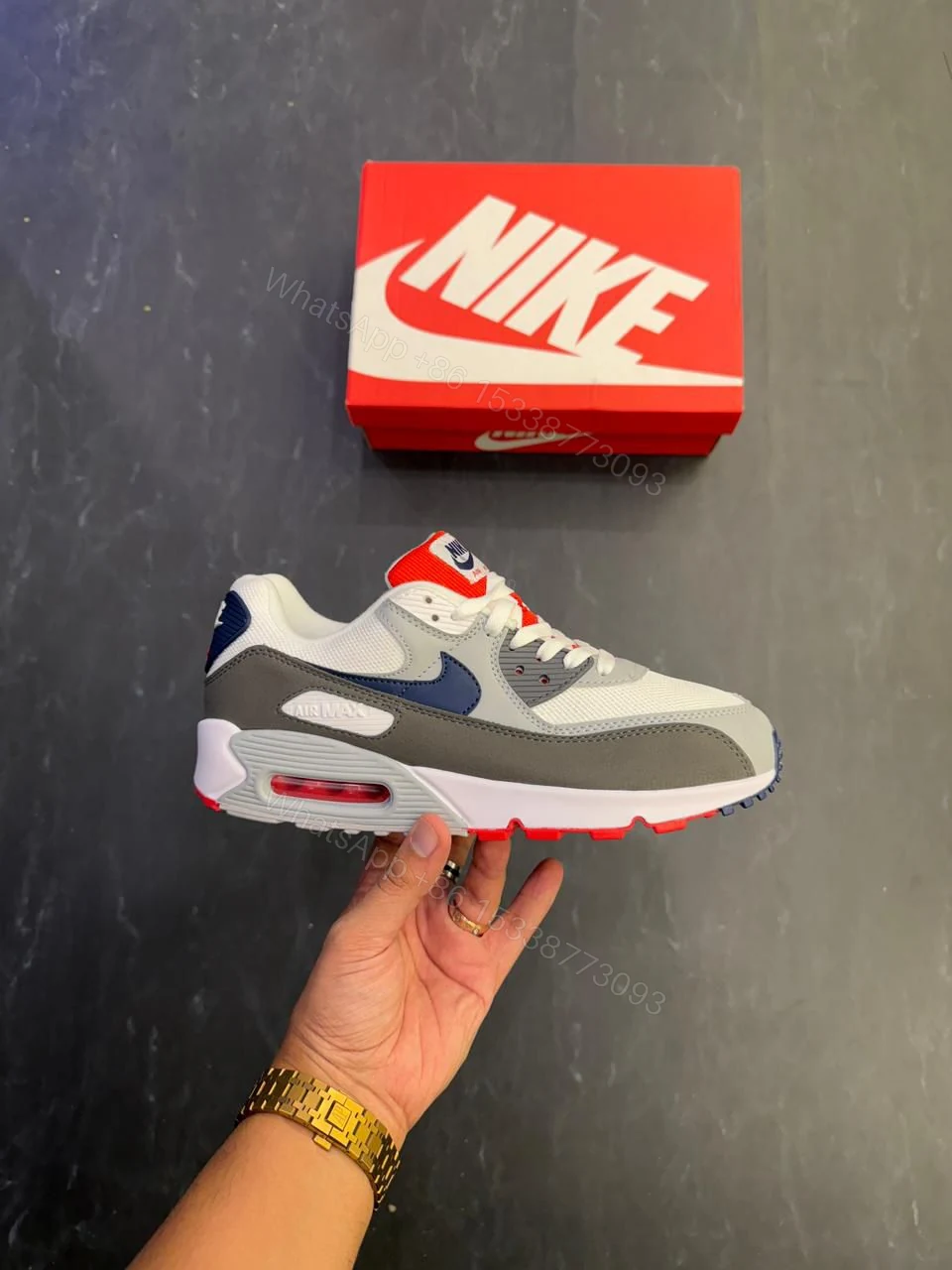 View 6 of FIRST COPY NIKE AIRMAX 90 WHITE BLUE GREY FOR MEN