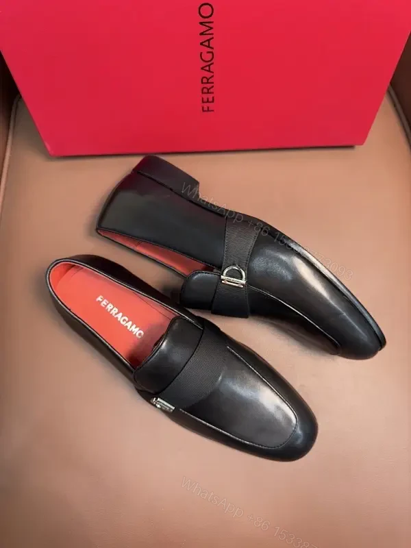 Black Leather Slip-On Loafers with Subtle Hardware — view 1