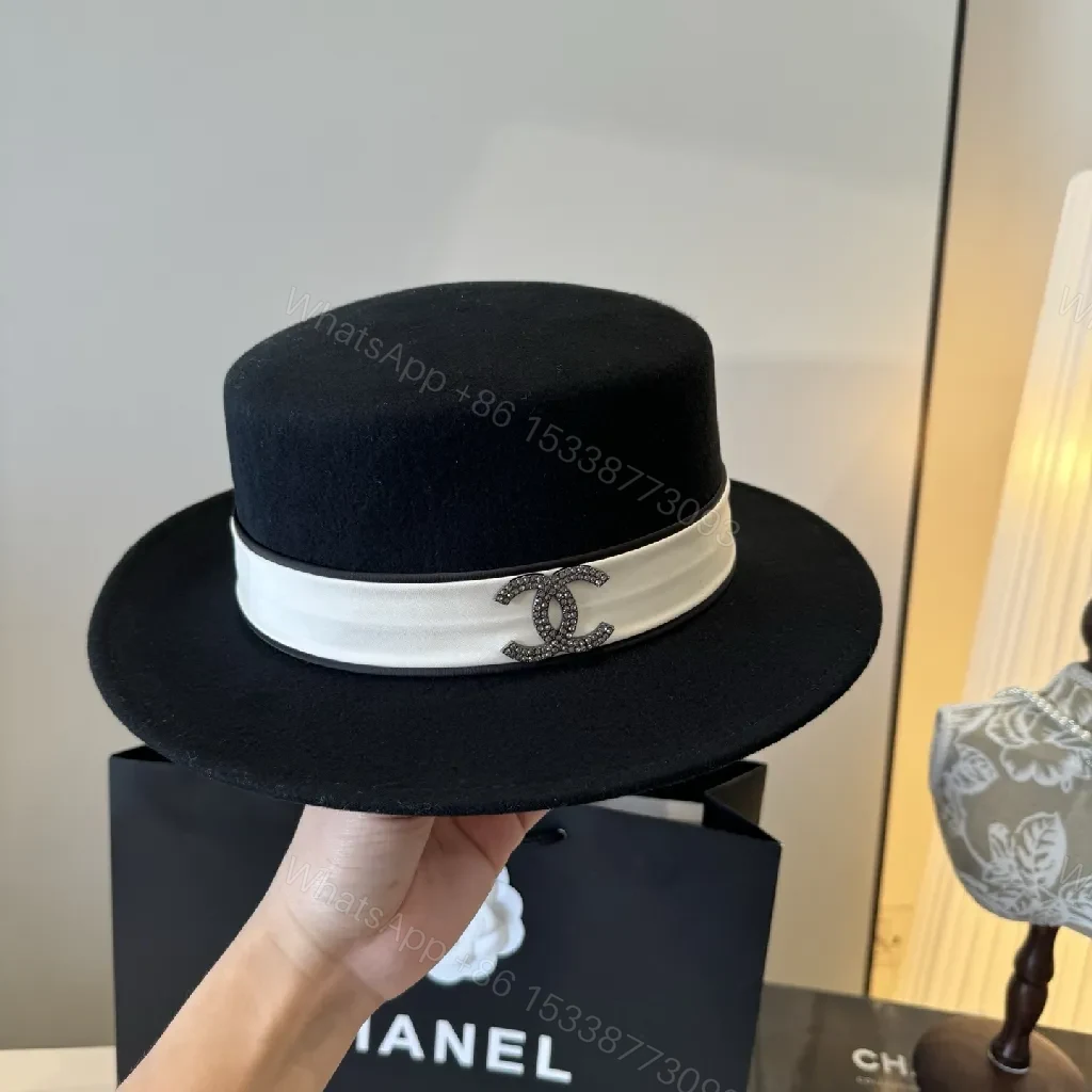 View 9 of Black Felt Fedora with White Satin Band – Designer-Inspired Fedora