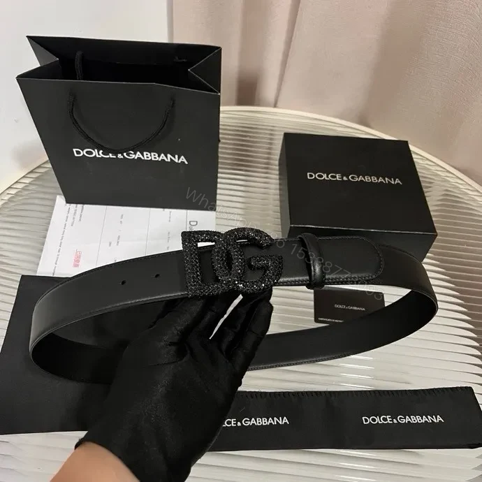 View 7 of Chic Black Leather Belt with Glitter Buckle – Luxury Accessory