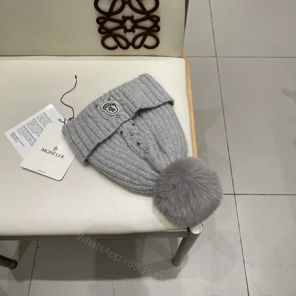 View 8 of Cozy Knit Beanie with Pom Pom—Gray, Acrylic/Wool, Modern Luxe, Plush Warmth, Beanie