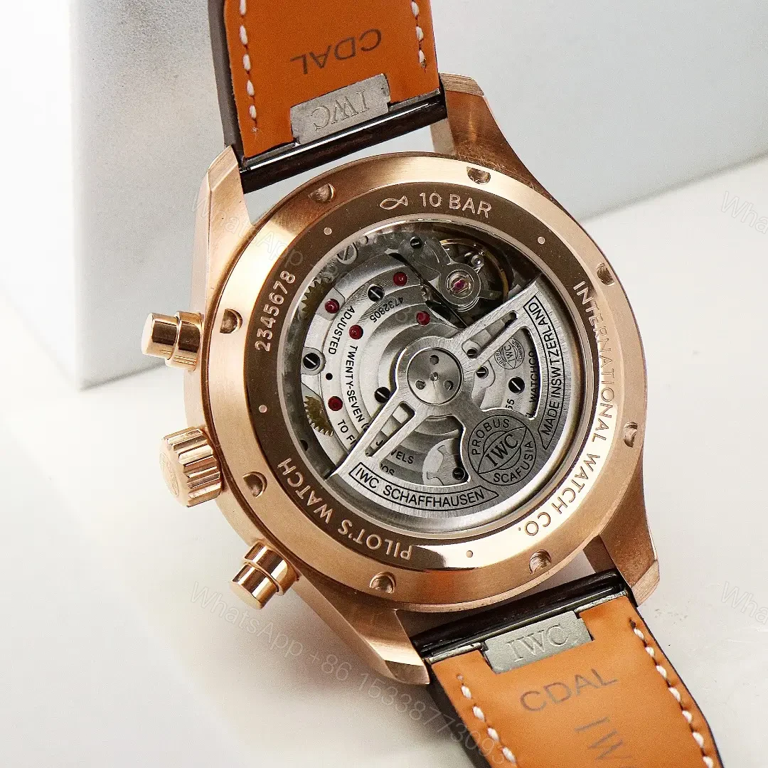 View 7 of IWC Rose Gold Pilot Chronograph Blue Dial Leather Strap Ultimate 43MM IW378003
