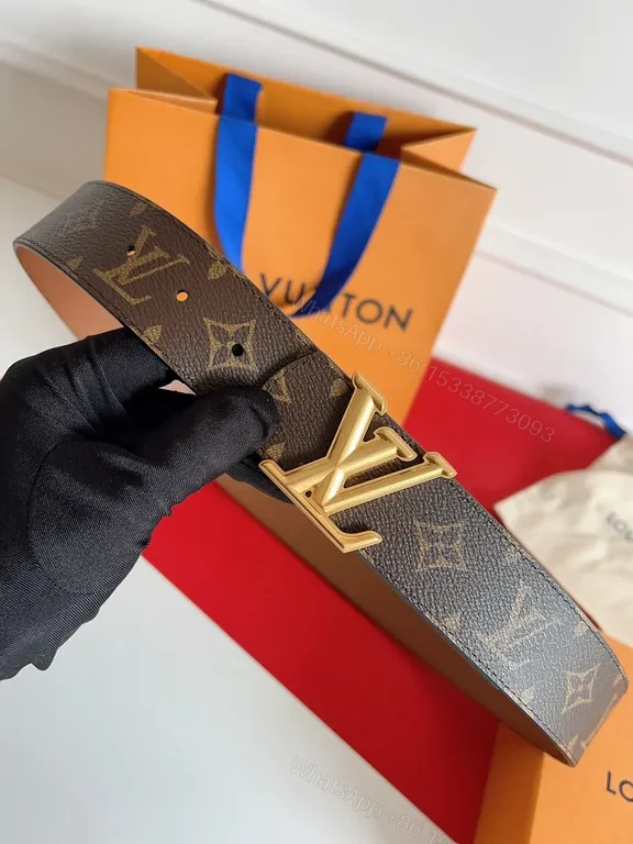 View 2 of Lux Monogram Belt with Gold Buckle â€” Luxury Everyday Accessory