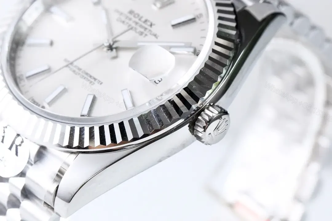 View 8 of Fake Rolex Datejust Silver Index Best Jubilee Bracelet 41MM 126334-0024