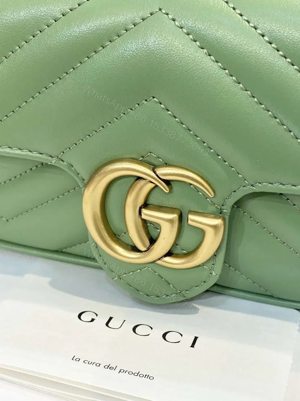 View 4 of Gucci Marmont Women’s Super Handbag Avocado Color 22cm