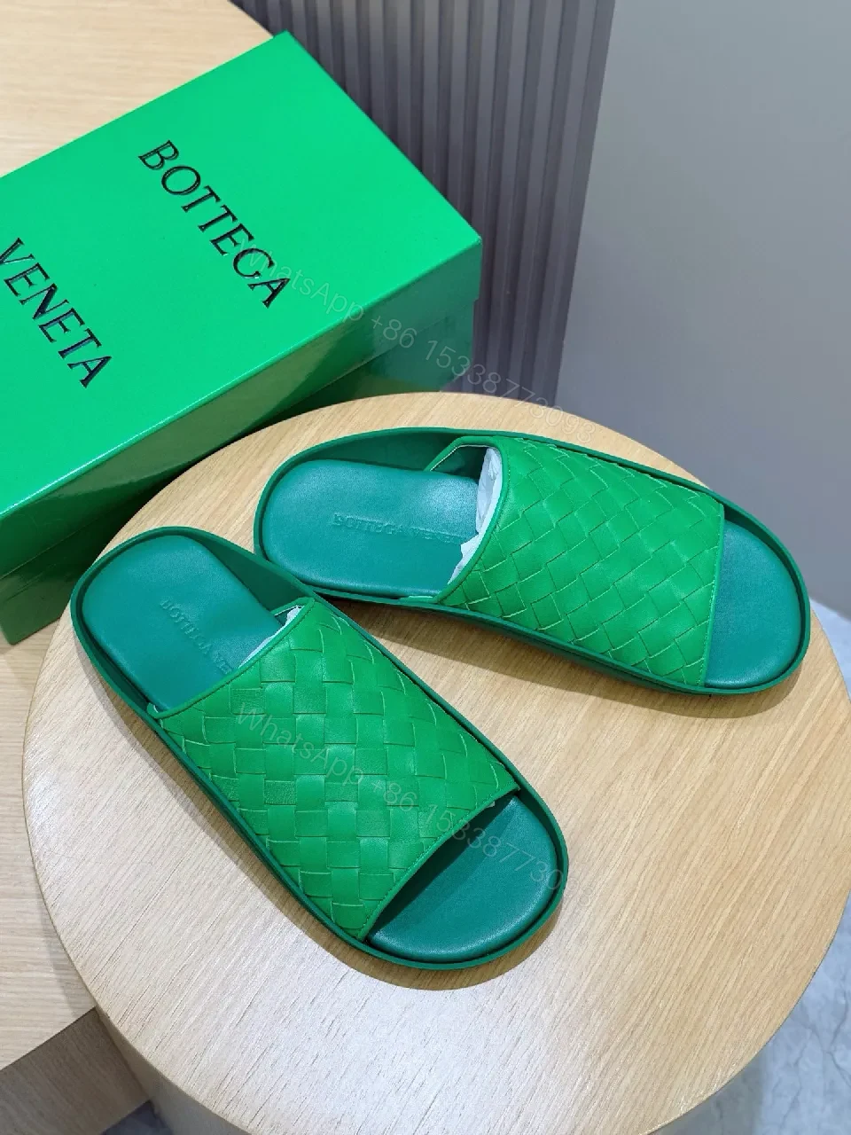 View 6 of Vibrant Green Woven Slide: Lux Everyday Comfort