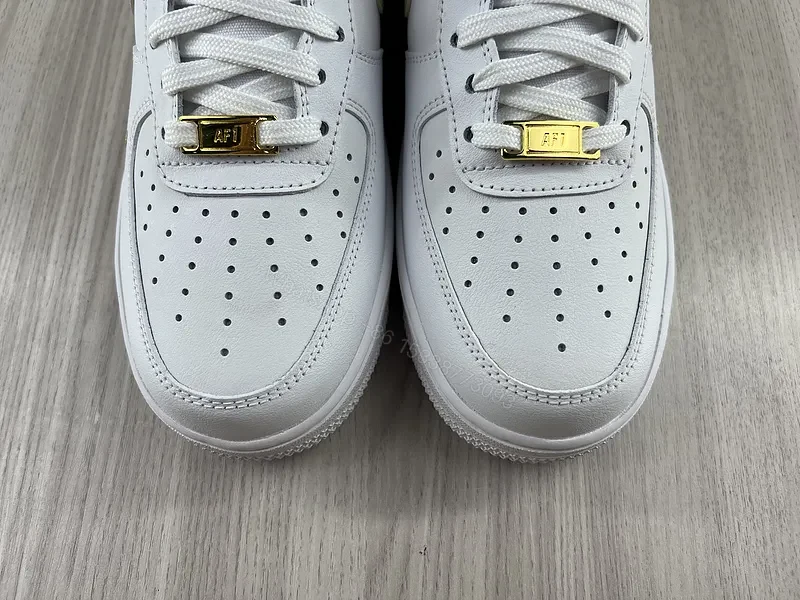 View 7 of White-White Gold Nike-Inspired Low-Top: Luxe Matte Leather Sneakers