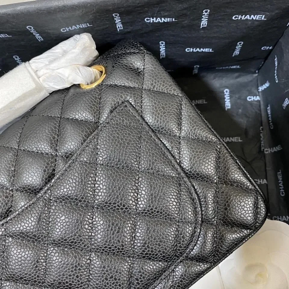 View 6 of Quilted Leather Flap Bag - Black Gold Hardware, Chic Evening Style