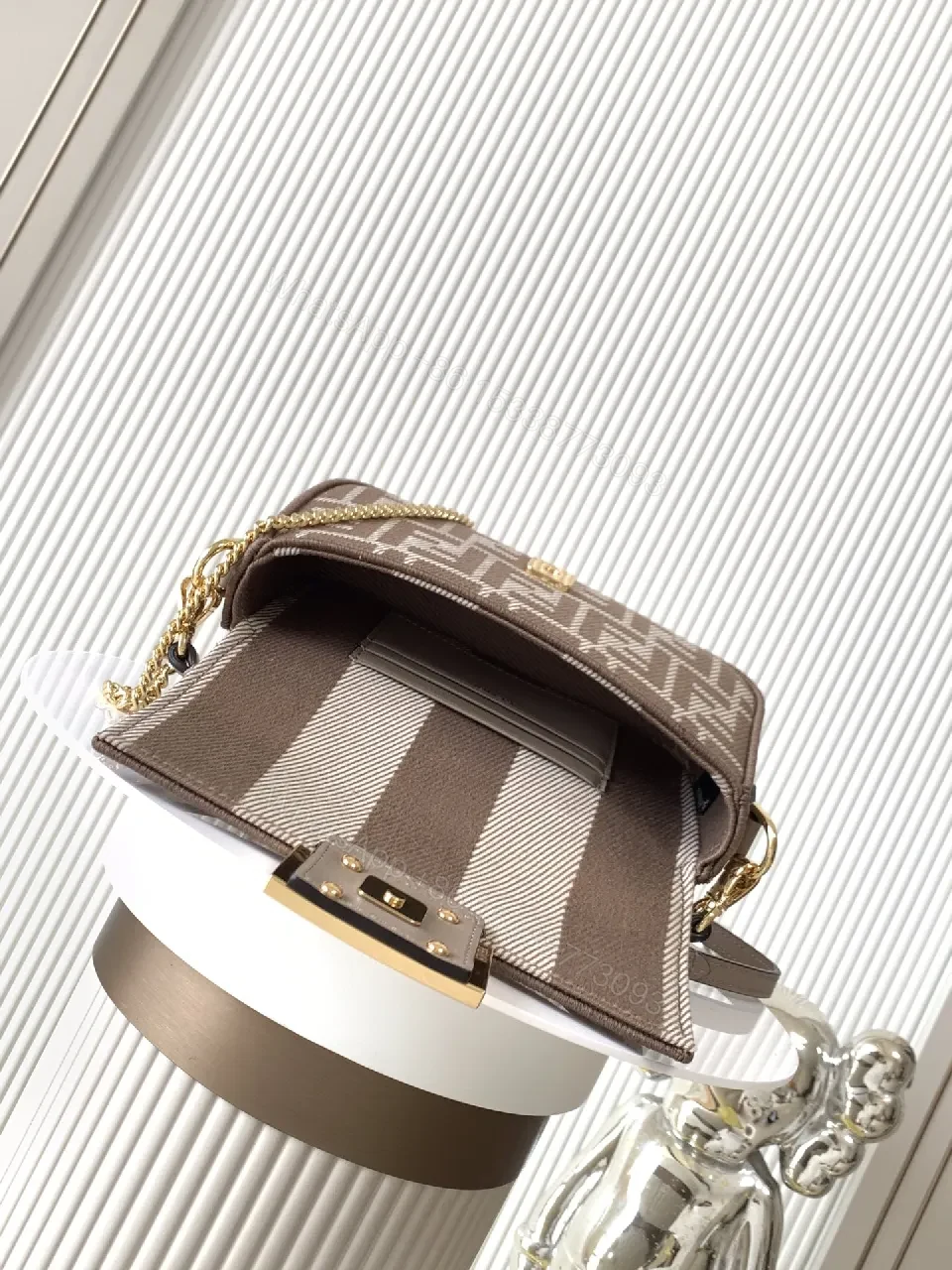 View 9 of Gold-Accented Monogram Crossbody Bag