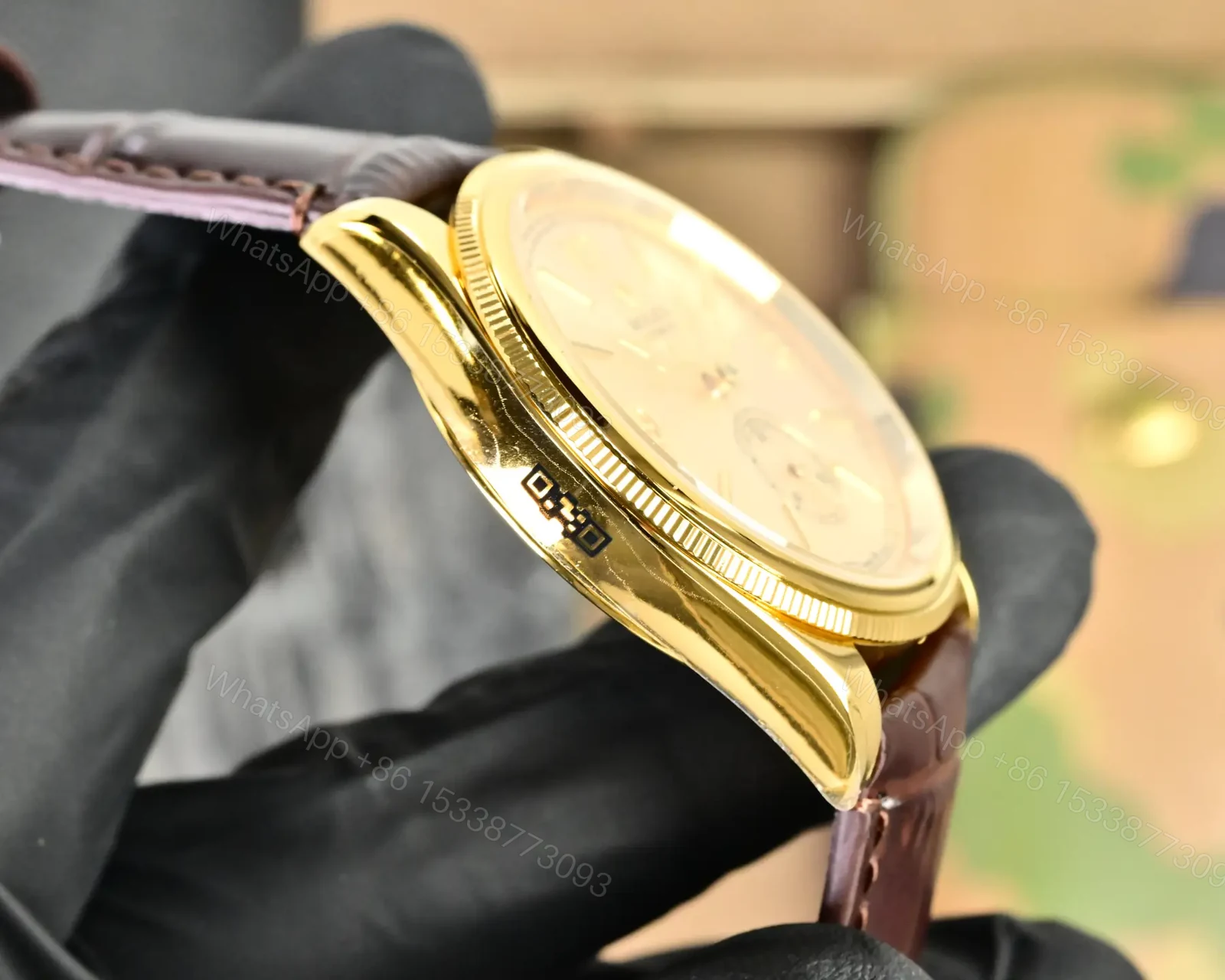 View 6 of Best Rolex 1908 Gold Leather Strap replica 39MM Champagne Dial Edition RG-1908-GOLD-CHAMPAGNE-LEATHER-39