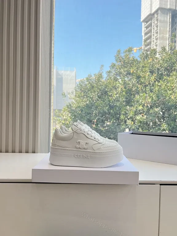 View 7 of Celine White Leather High-Top Sneakers: Luxury Comfort