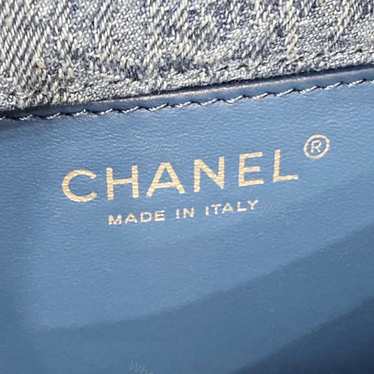 View 3 of Denim Flap Bag with Signature Chain â€“ Chic, Modern Luxury