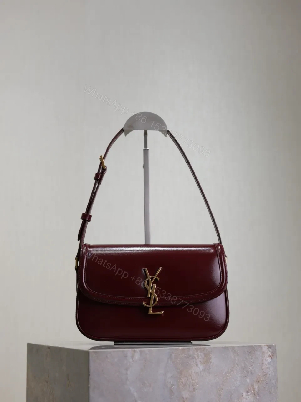 Burgundy Velvet Crossbody Bag with Gold Hardware — view 1