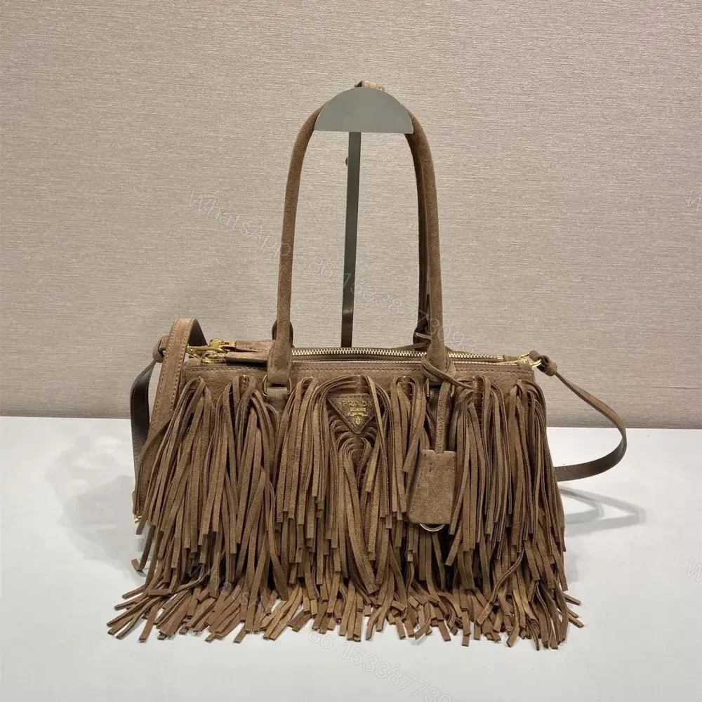 高仿Prada*Gaalleria系列1BA457流蘇包棕色中號免檢版 — view 1