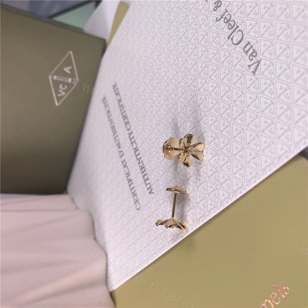 View 4 of Van Cleef & Arpels Frivole Earrings Mini Model Yellow Gold VCARP0J300