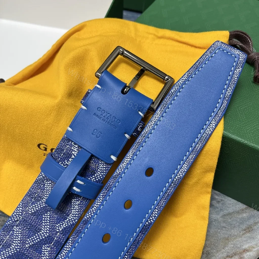 View 2 of Vibrant Blue Leather Belt with Signature Detailing