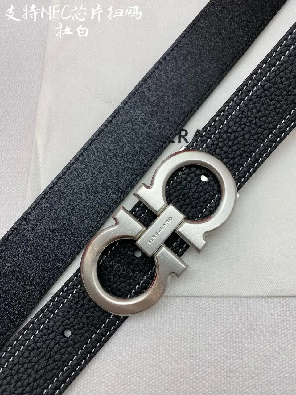 View 7 of Black Leather Belt with Dual-Loop Buckle, Premium Everyday Style