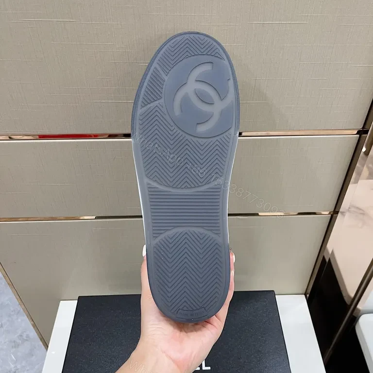 View 7 of Neutral-Tone Suede Sneaker with Chanel-Inspired Detail