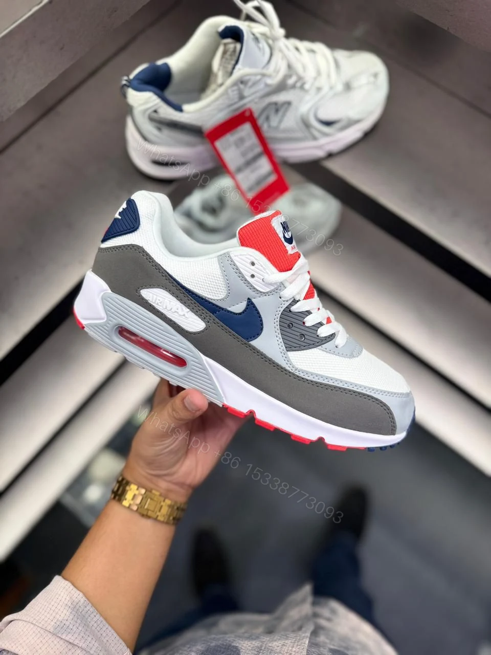 View 5 of FIRST COPY NIKE AIRMAX 90 WHITE BLUE GREY FOR MEN
