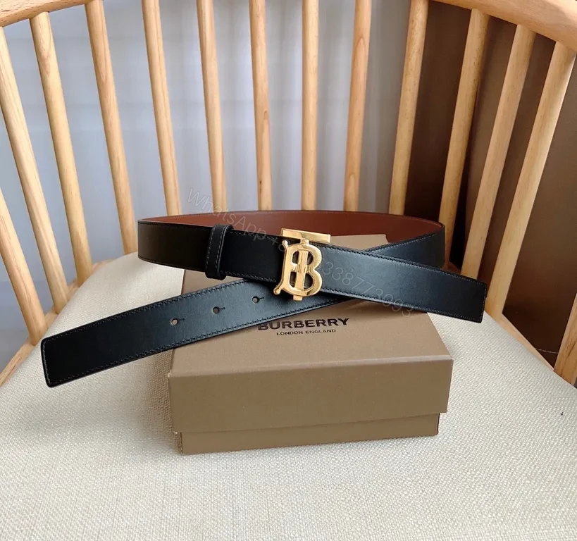 View 4 of Structured Black Leather Belt with Gold BB Hardware (Unisex)