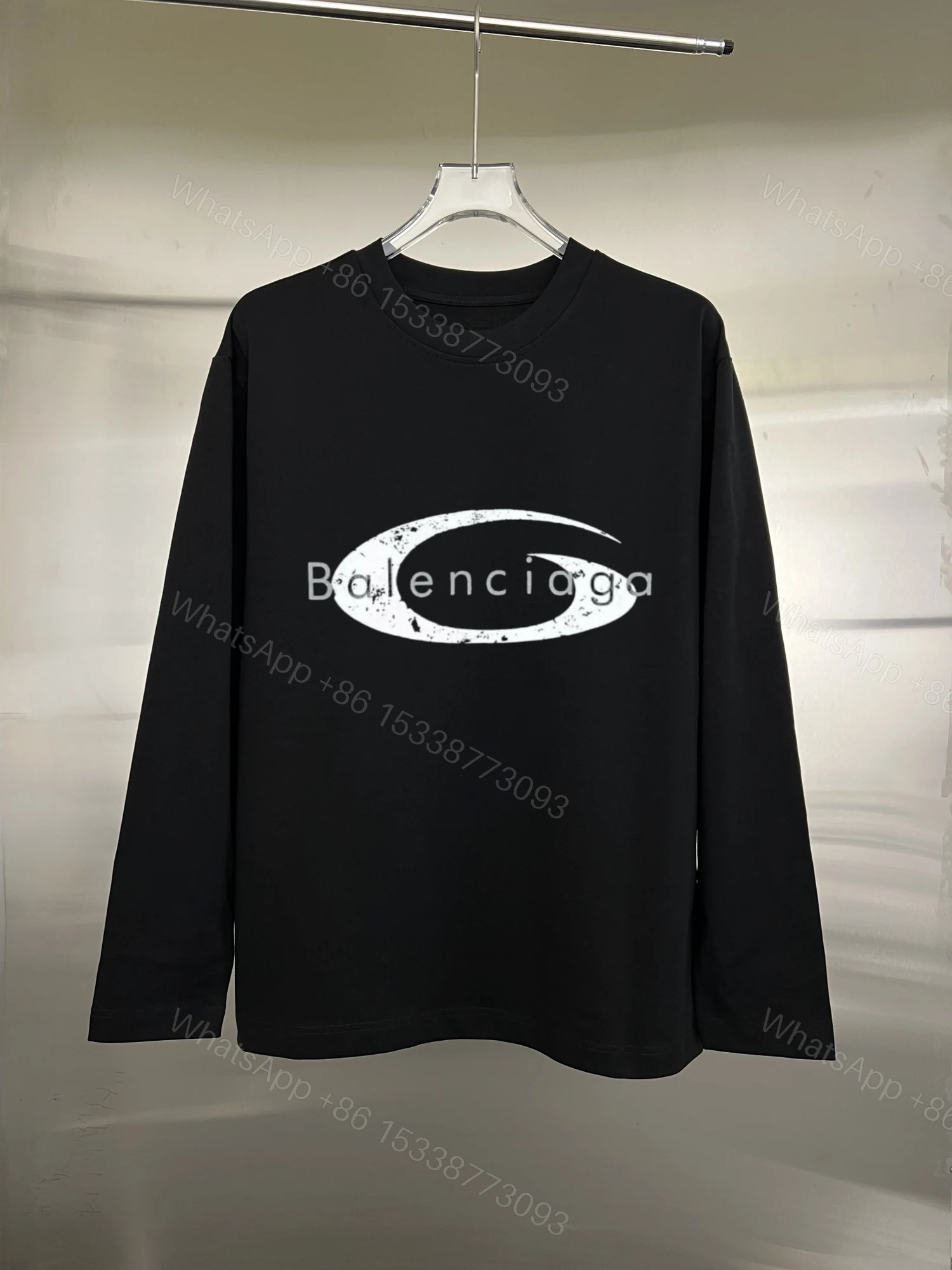 Balenciaga原單長袖T恤黑色 男款極簡圓形Logo設計個性時尚 — view 1
